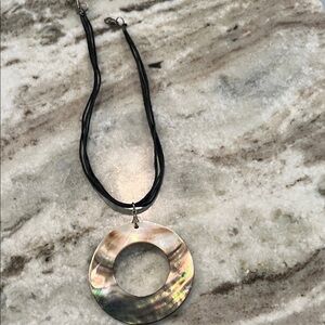 Tortoiseshell choker with brown cord chain